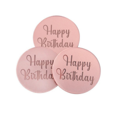 Happy Birthday tortadísz, kerek, rose gold, 5cm, 1db sütés és főzés