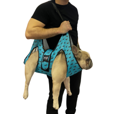 Happy Bulldog Kisállat hordozó állítható pántokkal lépcsőhöz, kutyaemelő hám, tacskó mintás, L nyakörv, póráz, hám kutyáknak