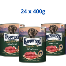 Happy Dog Montana konzerv Lóhús 24x400g kutyaeledel