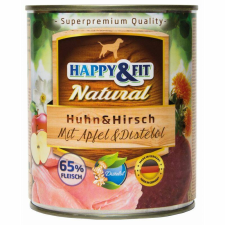 Happy&Fit Happy&Fit Natural Dog Konzerv Csirke&Szarvas Almával&sáfrányolajjal 800g kutyaeledel