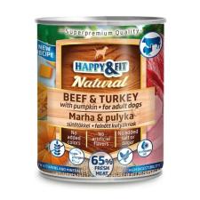 Happy&Fit Natural Dog Konzerv Marha&pulyka sütőtökkel 800g kutyaeledel
