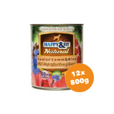 Happy&Fit Natural Dog Konzerv Senior Bárány&Marha Zabliszttel&Lenmagolajjal 12x800g kutyaeledel