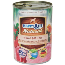 Happy&Fit Natural felnőtt, marha, pulyka, vörösáfonya 12x400g kutyaeledel