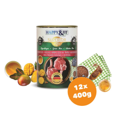 Happy&Fit Superior Dog Konzerv Friss Marhahús mangóval, áfonyával 12x400g kutyaeledel
