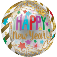 Happy New Year Gömb Fólia lufi 40 cm party kellék