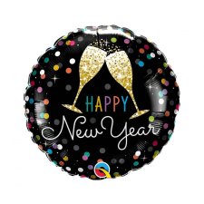 Happy New Year Pezsgős Poharak fólia lufi 46 cm party kellék