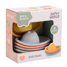  Happy World bio műanyag kishajók, 5 db/csomag fürdőszobai játék