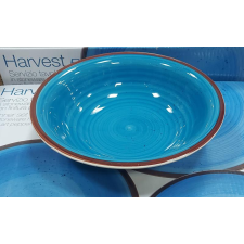  Harvest kék kerámia mély tányér, 1db tányér és evőeszköz