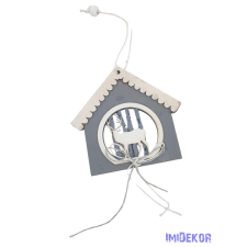  Havas fa ház szarvassal - Szürke dekorációs kellék