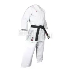Hayashi Karate ruha, Hayashi, WKF, Katamori, 13 oz., fehér és színes hímzéssel, Fehér-piros szín, 175 cm méret