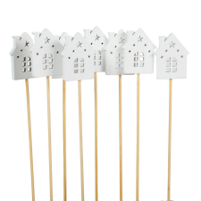  Házikó pálcás fa fehér 6+20cm 8db-os dekorációs kellék