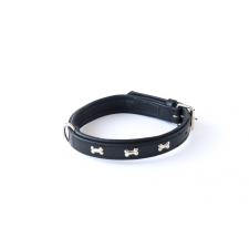 HB 7005  kutyanyakörv nikkelcsontokkal fekete 50cm bőr nyakörv különleges nyakörvek nyakörv, póráz, hám kutyáknak