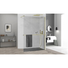 HD Arlo Plus Gold Walk-In Nano zuhanyfal 140 cm, 8 mm vastag vízlepergető biztonsági üveggel, arany színű, 200 cm magas kád, zuhanykabin