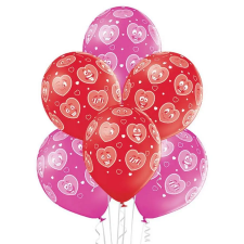  Heart Smileys, Szív léggömb, lufi 6 db-os 12 inch (30 cm) party kellék