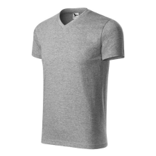Heavy V-neck póló unisex sötétszürke melírozott 2XL férfi póló
