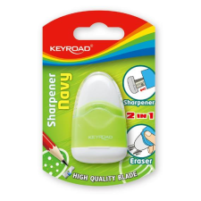 Hegyező 1 lyukú tartályos, radírral Keyroad Navy vegyes színek hegyező