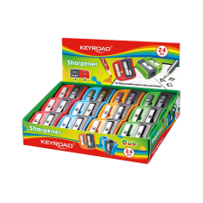 Hegyező, 2 lyukú, 24 db/display, Keyroad Dou-Power, vegyes színek hegyező