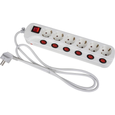Heitronic 45191 Elosztó kapcsolóval 6 részes Fehér Védőérintkezős 1,5m (h45191) hosszabbító, elosztó