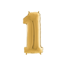  Héliumos fólia lufi, 1-es szám, 65 cm, arany party kellék