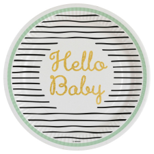  Hello Baby Gold papírtányér 8 db-os 23 cm party kellék