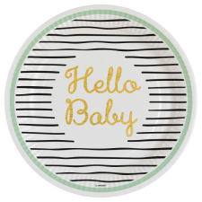 Hello Baby Gold papírtányér 8 db-os 23 cm party kellék