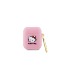 HELLO KITTY 3D Kitty Head Airpods 1 / 2 Szilikon tok - Pink (HKA23DKHSP) fülhallgató, fejhallgató tok