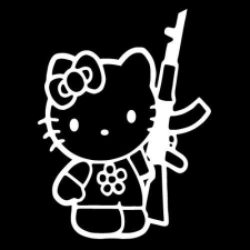  Hello Kitty AK47-essel matrica, fehér matrica