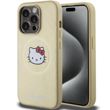 HELLO KITTY bőrből készült Kitty Head MagSafe tok iPhone 15 Pro Max - arany színű tok és táska
