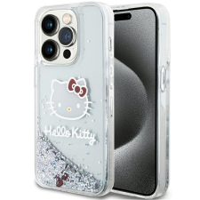 HELLO KITTY HKHCP14LLIKHET iPhone 14 Pro 6.1&quot; ezüst keménytok folyékony Glitter Charms Kitty Head, csillogó sármok tok és táska