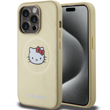 HELLO KITTY HKHMP13LPGHCKD iPhone 13 Pro / 13 6.1&quot; arany keménytok bőr Kitty Head MagSafe tok és táska