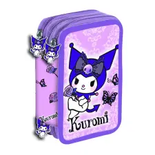 HELLO KITTY Kuromi Purple tolltartó töltött 3 emeletes tolltartó