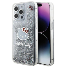 HELLO KITTY Liquid Glitter Charms Kitty Head tok iPhone 15 Pro Max - ezüst tok és táska