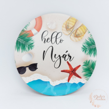  Hello nyár kerek tábla - tengerpart - nagy dekorációs kellék