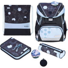 Herlitz UltraLight XL Plus Cyber Soccer Iskola táska szett - Fekete / Kék mintás (50048946) iskolatáska