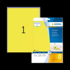 HERMA 210 mm x 297 mm Papír Íves etikett címke  Neon sárga  ( 20 ív/doboz ) etikett