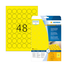 HERMA 30 mm-es Herma A4 íves etikett címke, sárga színű (25 ív/doboz) etikett
