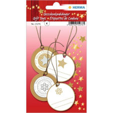 HERMA Weihnachtsgeschenkanhänger 3D Gold 4 Stück (15276) ajándéktasak