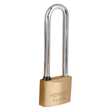  HERMEX CL-50XL Hosszú szárú sárgaréz lakat, 50 mm, 2 kulcs (43442) lakat