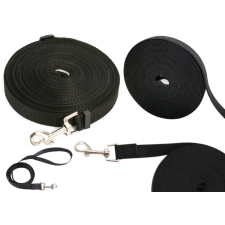  Hevederszalagból készült, 5 m-es tréningpóráz kutyáknak – fekete nyakörv, póráz, hám kutyáknak