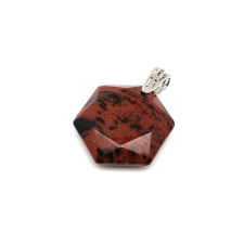 Hexagon medál Obszidián mahagóni 2,5cm medál