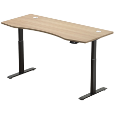  Hi5 elektromosan állítható magasságú íróasztal - 2 szegmensű, memóriavezérlővel - fekete konstrukció, tölgyfa asztallap íróasztal