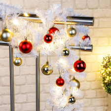 Hi fehér karácsonyi műfenyő girland fényfüzérrel 80 LED-del karácsonyfa izzósor