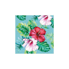 Hibiscus Floral Petrol papírszalvéta 33x33cm,20db-os asztalterítő és szalvéta