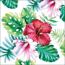 Hibiscus Floral White papírszalvéta 33x33cm,20db-os asztalterítő és szalvéta