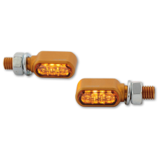 HIGHSIDER CNC LED irányjelzők Kis Bronx, arany, sötétített üveg, E-jóváhagyással, (pár) motorkerékpár irányjelző