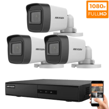 Hikvision 3 biztonsági kamerás IP kamera rendszer 2MP Full HD megfigyelő kamera