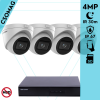  Hikvision 4 turret kamerás IP megfigyelőrendszer 4MP turret biztonsági kamera, 2.8 - 12 mm varifokális objektív, hang I/O, riasztás I/O, Valós WDR, microSD, PoE, P2P, IR LED 30m, fém ház, kültéri