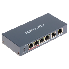 Hikvision DS-3E0106HP-E 6 portos PoE switch (60 W), 1 HiPoE + 3 PoE+(at) + 2 uplink port, nem menedzselhető hub és switch