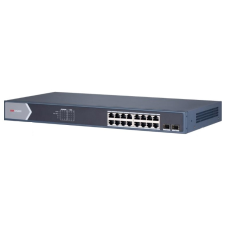 Hikvision Hikvision DS-3E0518P-E/M 18 portos Gbit PoE switch (125 W), 16 PoE + 2 SFP uplink port, nem menedzselhető hub és switch