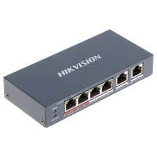 Hikvision Switch PoE - DS-3E0106HP-E (4 port 100Mbps, 60W, 2xRJ45 100Mbps) hub és switch